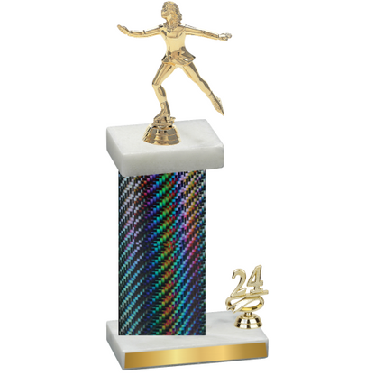 Accented Single Black Carbon Fiber Year Skater Trophy