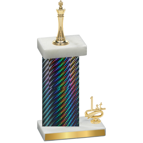 Accented Single Black Carbon Fiber First Place Chess Trophy