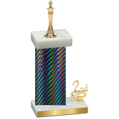 Accented Single Black Carbon Fiber Second Place Chess Trophy