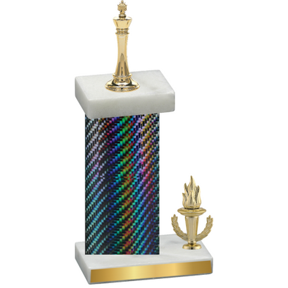 Accented Single Black Carbon Fiber Victory Chess Trophy