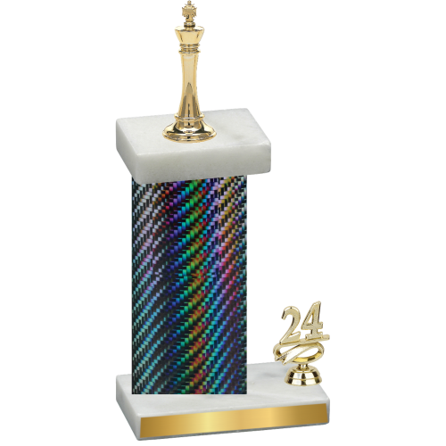 Accented Single Black Carbon Fiber Year Chess Trophy