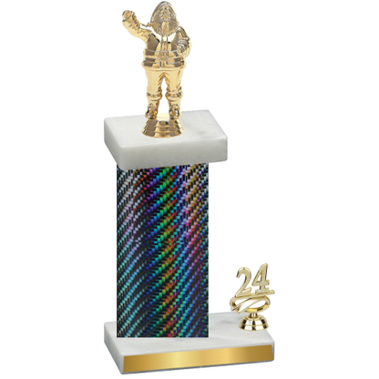 Accented Single Black Carbon Fiber Year Holiday Trophy