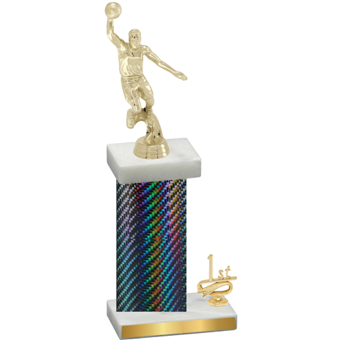 Accented Single Black Carbon Fiber First Place Basketball Trophy