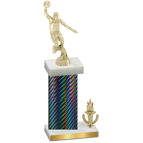 Accented Single Black Carbon Fiber Victory Basketball Trophy