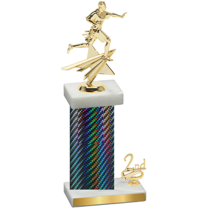 Accented Single Black Carbon Fiber Second Place Flag Football Trophy