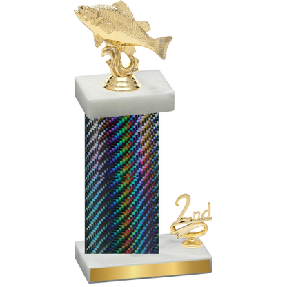 Accented Single Black Carbon Fiber Second Place Fishing Trophy