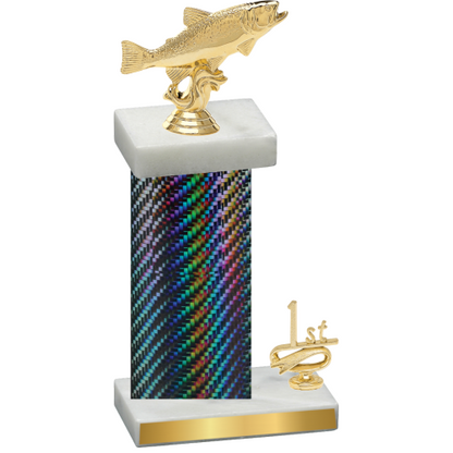 Accented Single Black Carbon Fiber First Place Fishing Trophy