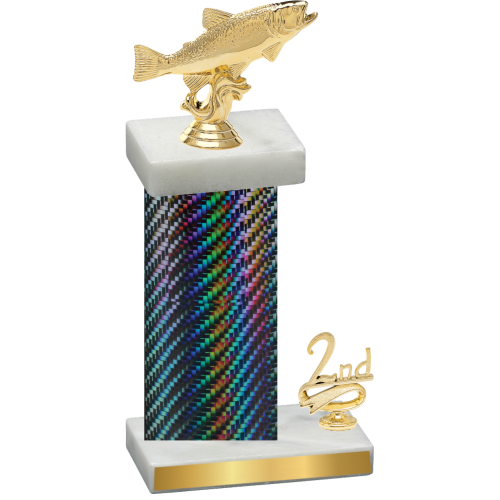 Accented Single Black Carbon Fiber Second Place Fishing Trophy