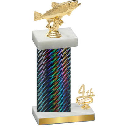 Accented Single Black Carbon Fiber Fourth Place Fishing Trophy