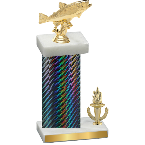 Accented Single Black Carbon Fiber Victory Fishing Trophy