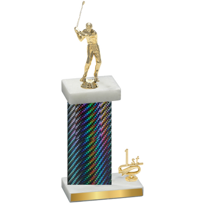 Accented Single Black Carbon Fiber First Place Golf Trophy