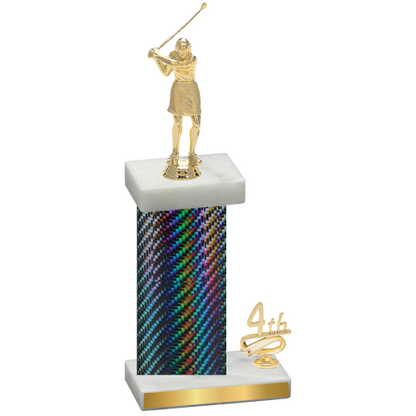 Accented Single Black Carbon Fiber Fourth Place Golf Trophy