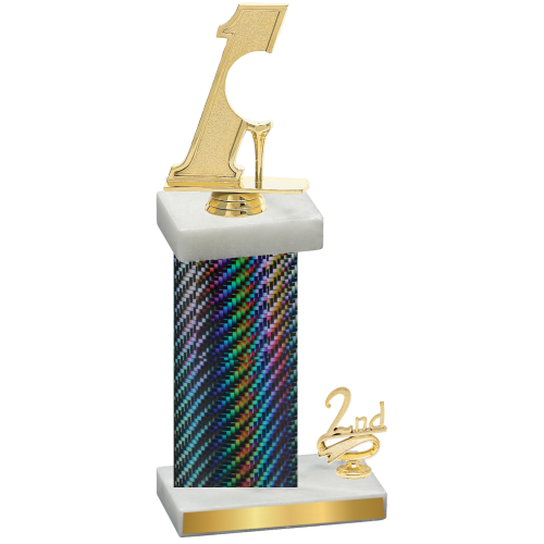 Accented Single Black Carbon Fiber Second Place Golf Trophy