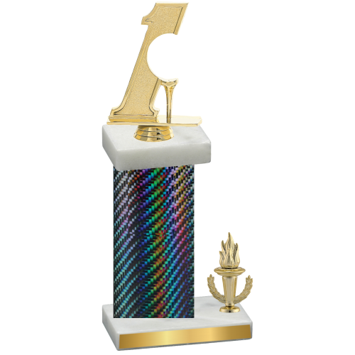 Accented Single Black Carbon Fiber Victory Golf Trophy