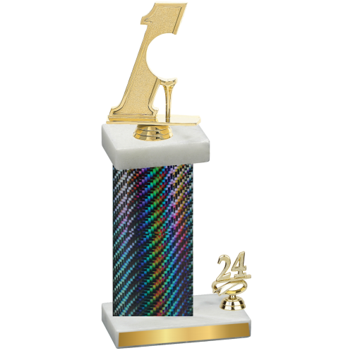 Accented Single Black Carbon Fiber Year Golf Trophy