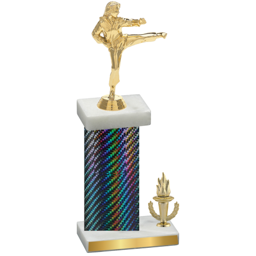 Accented Single Black Carbon Fiber Victory Karate Trophy