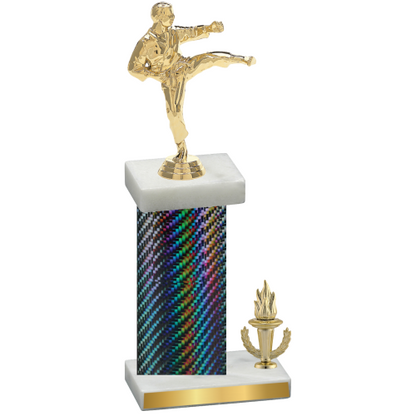 Accented Single Black Carbon Fiber Victory Karate Trophy