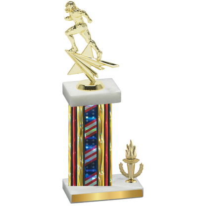 Accented Single Flag USA Victory Football Trophy