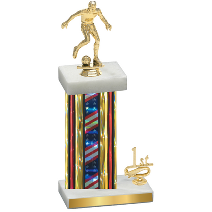 Accented Single Flag USA First Place Soccer Trophy