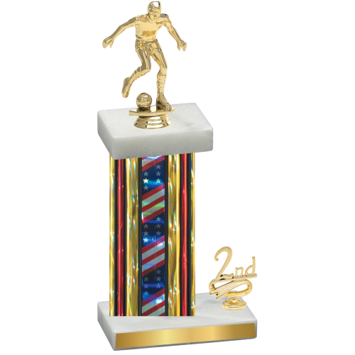 Accented Single Flag USA Second Place Soccer Trophy