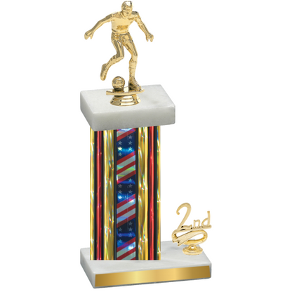 Accented Single Flag USA Second Place Soccer Trophy