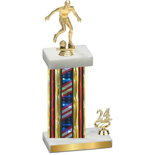 Accented Single Flag USA Year Soccer Trophy