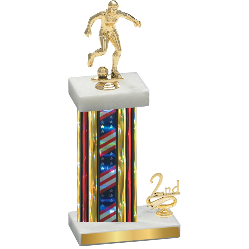 Accented Single Flag USA Second Place Soccer Trophy