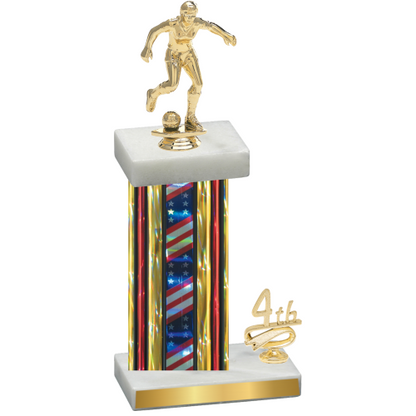 Accented Single Flag USA Fourth Place Soccer Trophy