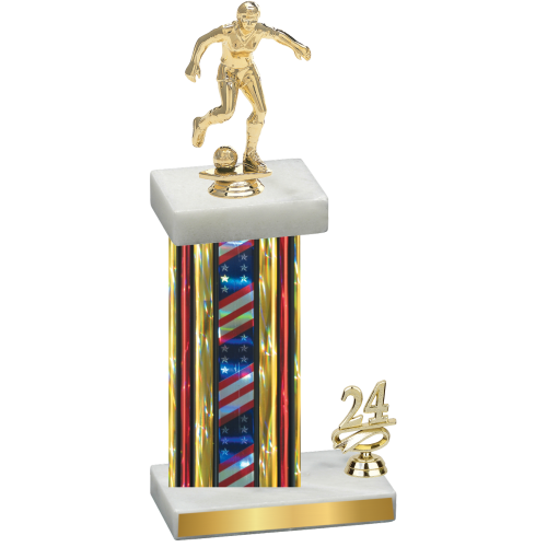 Accented Single Flag USA Year Soccer Trophy