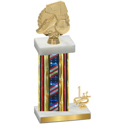 Accented Single Flag USA First Place Soccer Trophy