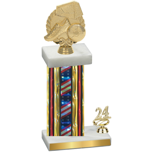 Accented Single Flag USA Year Soccer Trophy