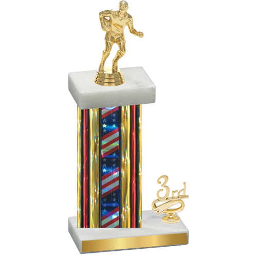Accented Single Flag USA Third Place Rugby Trophy