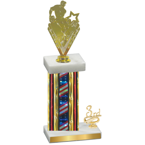 Accented Single Flag USA Third Place Rugby Trophy