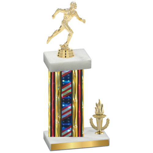 Accented Single Flag USA Victory Running Trophy