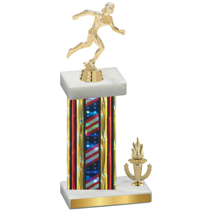 Accented Single Flag USA Victory Running Trophy