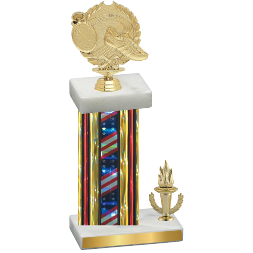 Accented Single Flag USA Victory Running Trophy