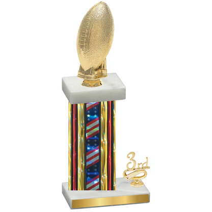 Accented Single Flag USA Third Place Football Trophy