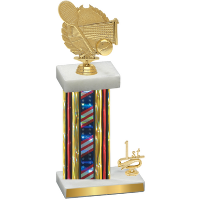 Accented Single Flag USA First Place Tennis Trophy