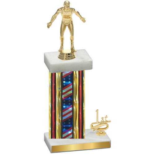 Accented Single Flag USA First Place Wrestling Trophy