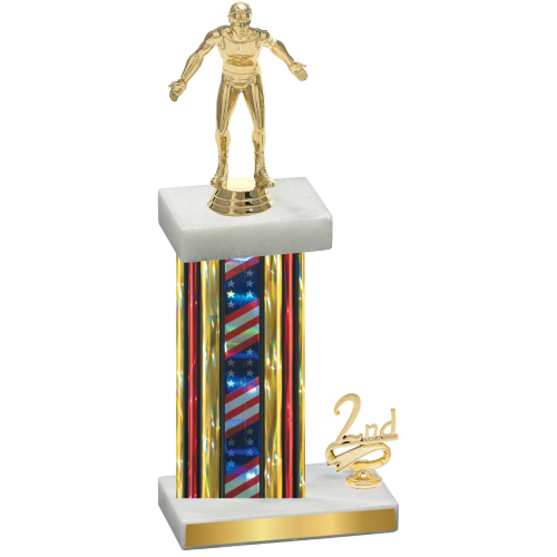 Accented Single Flag USA Second Place Wrestling Trophy