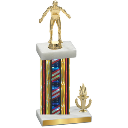 Accented Single Flag USA Victory Wrestling Trophy