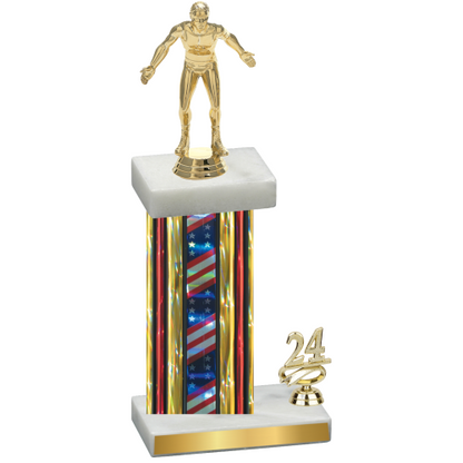 Accented Single Flag USA Year Wrestling Trophy