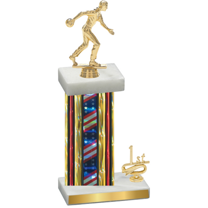 Accented Single Flag USA First Place Bowling Trophy