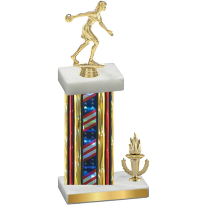 Accented Single Flag USA Victory Bowling Trophy