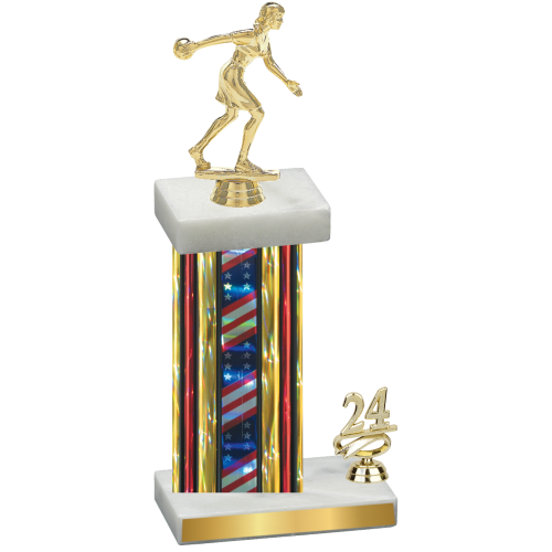 Accented Single Flag USA Year Bowling Trophy