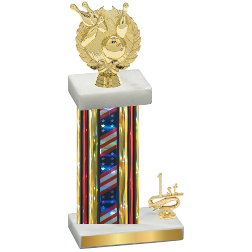 Accented Single Flag USA First Place Bowling Trophy