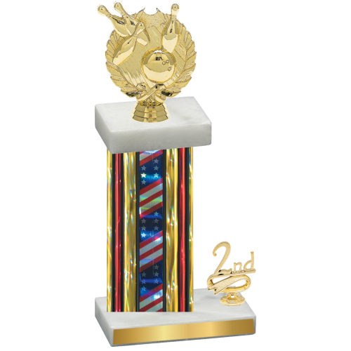 Accented Single Flag USA Second Place Bowling Trophy