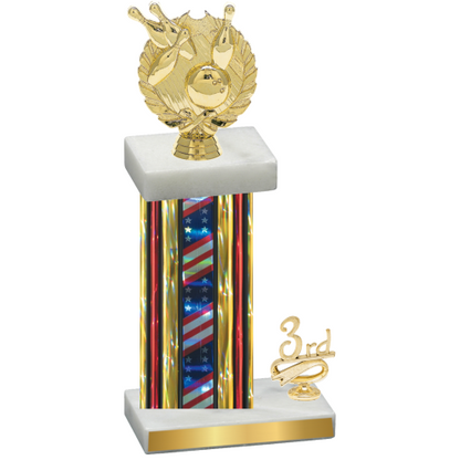 Accented Single Flag USA Third Place Bowling Trophy