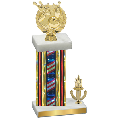 Accented Single Flag USA Victory Bowling Trophy