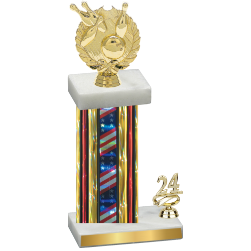 Accented Single Flag USA Year Bowling Trophy